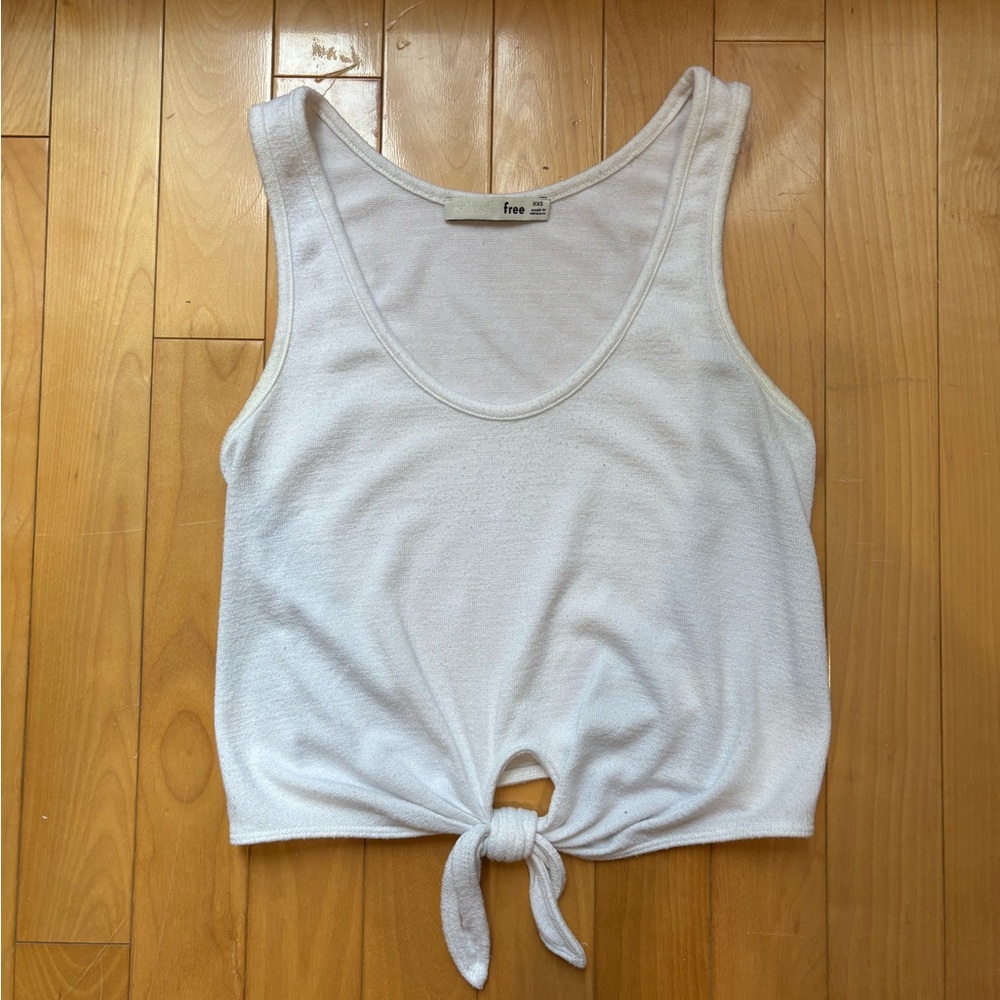 Aritzia Wilfred Free White Tie-Front Tank Top Size XXS
